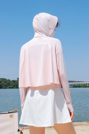 Sun Protection Full-Zip Crop Hoodie Jacket by bornfocus