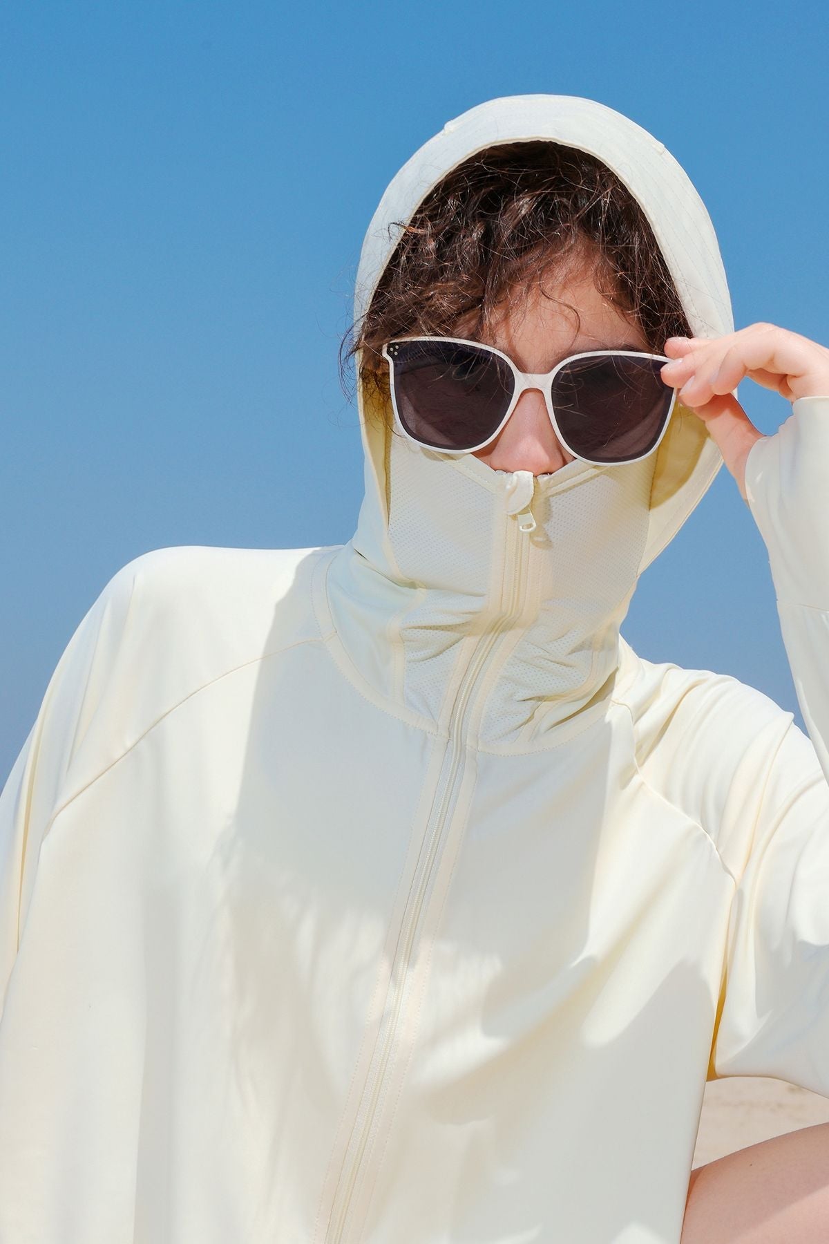 Sun Protection Full-Zip Crop Hoodie Jacket by bornfocus