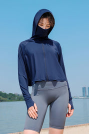 Sun Protection Full-Zip Crop Hoodie Jacket by bornfocus