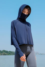 Sun Protection Full-Zip Crop Hoodie Jacket by bornfocus