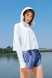 Sun Protection Full-Zip Crop Hoodie Jacket by bornfocus