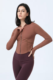Zip-Up Form Fitted Workout Hoodies by bornfocus