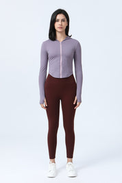 Zip-Up Form Fitted Workout Hoodies by bornfocus