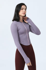 Zip-Up Form Fitted Workout Hoodies by bornfocus