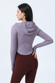 Zip-Up Form Fitted Workout Hoodies by bornfocus