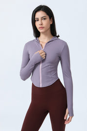 Zip-Up Form Fitted Workout Hoodies by bornfocus