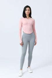 Zip-Up Form Fitted Workout Hoodies by bornfocus