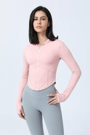 Zip-Up Form Fitted Workout Hoodies by bornfocus