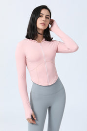 Zip-Up Form Fitted Workout Hoodies by bornfocus