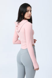 Zip-Up Form Fitted Workout Hoodies by bornfocus