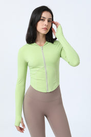 Zip-Up Form Fitted Workout Hoodies by bornfocus