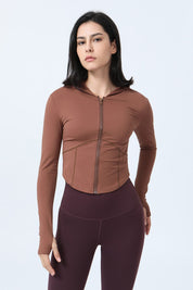 Zip-Up Form Fitted Workout Hoodies by bornfocus