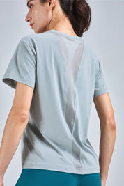 Open Back Crew Neck T-Shirts by bornfocus