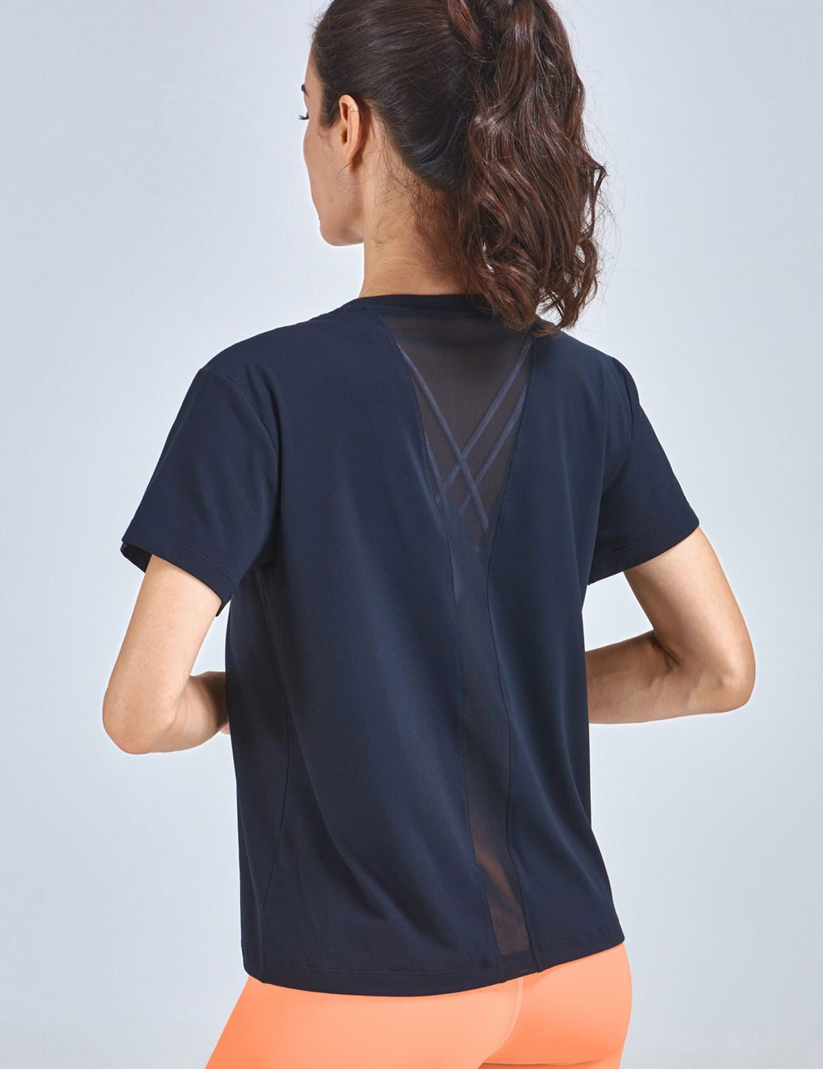 Open Back Crew Neck T-Shirts by bornfocus