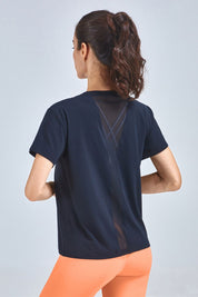 Open Back Crew Neck T-Shirts by bornfocus