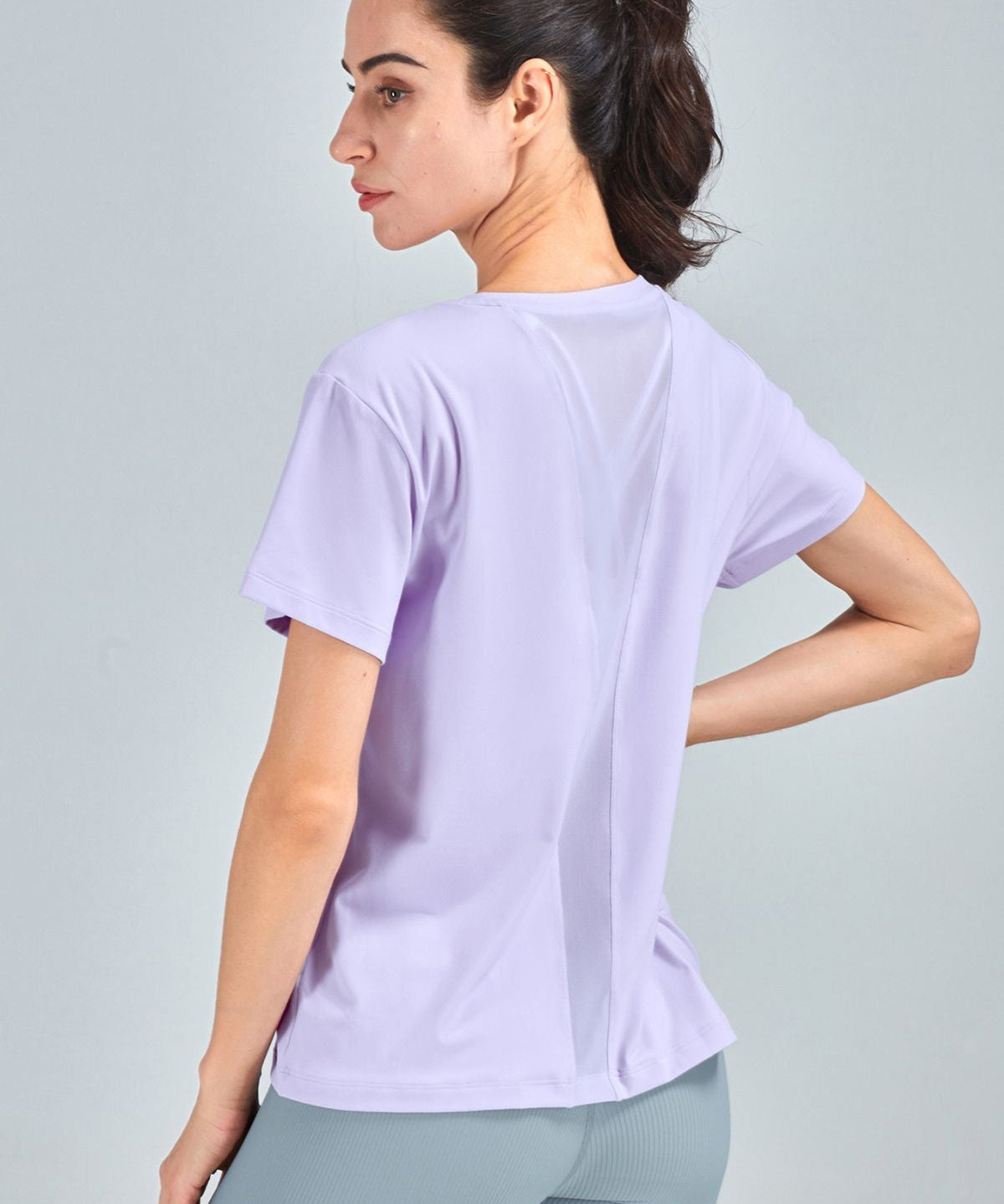 Open Back Crew Neck T-Shirts by bornfocus