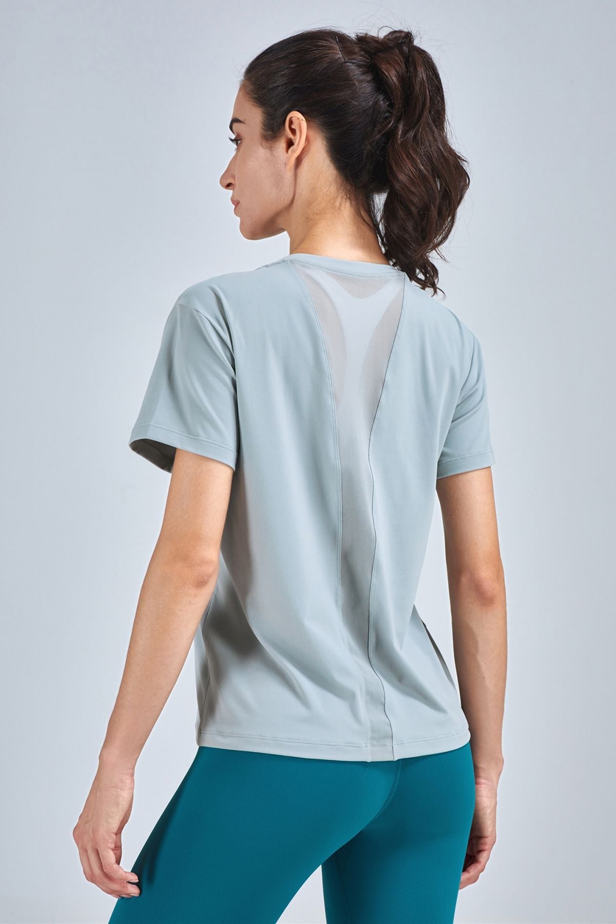 Open Back Crew Neck T-Shirts by bornfocus