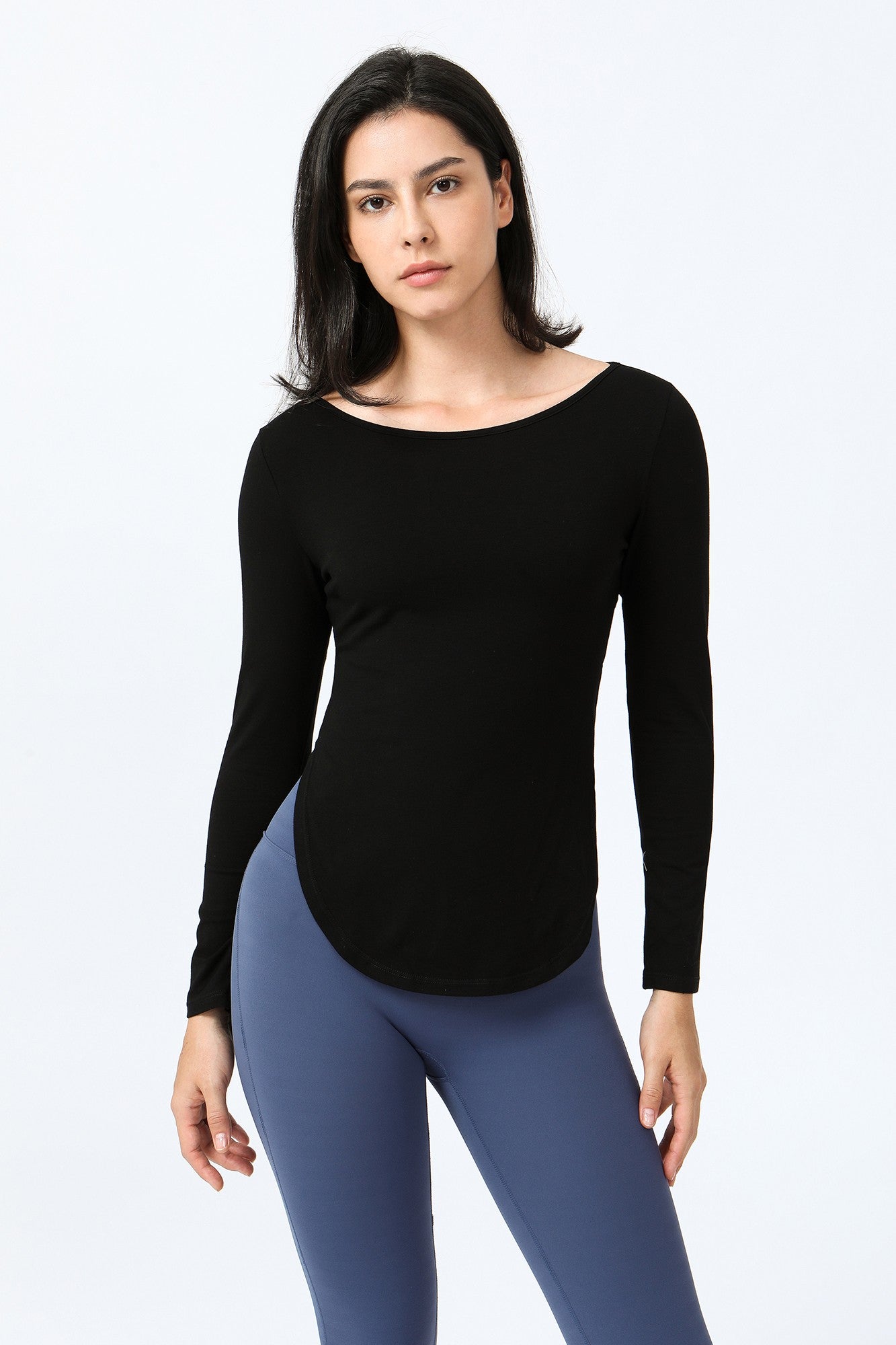 Wrap Over Cutout Back Long Sleeve Shirt by bornfocus