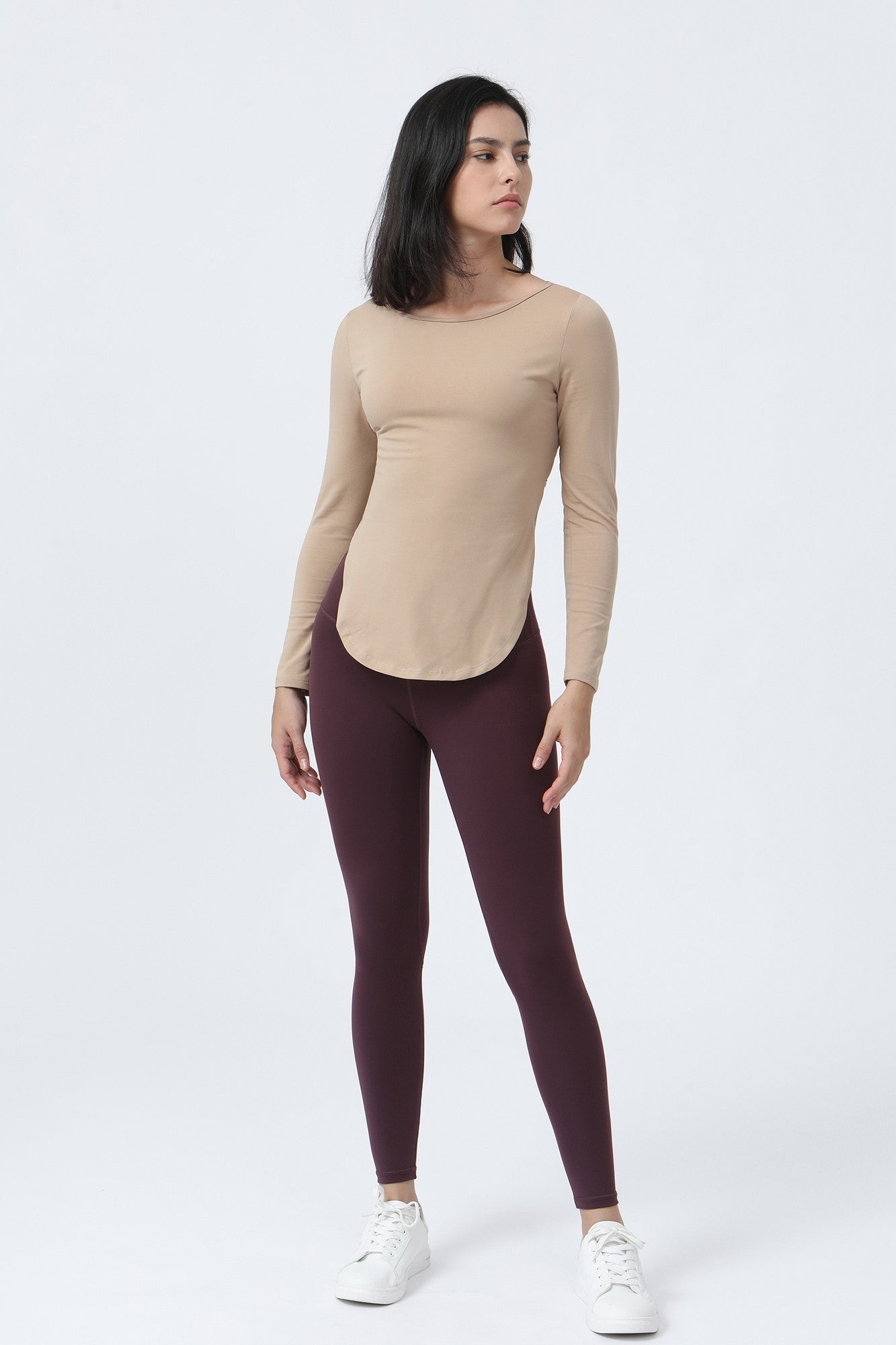 Wrap Over Cutout Back Long Sleeve Shirt by bornfocus