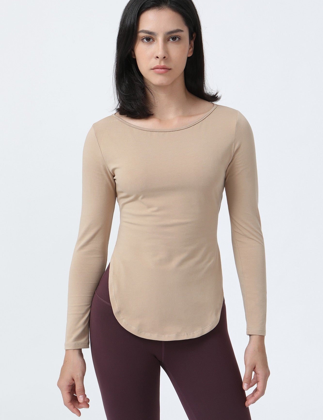 Wrap Over Cutout Back Long Sleeve Shirt by bornfocus