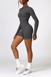 ZipFlex Ribbed Long-Sleeve Workout Romper by bornfocus