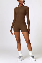 ZipFlex Ribbed Long-Sleeve Workout Romper by bornfocus