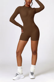 ZipFlex Ribbed Long-Sleeve Workout Romper by bornfocus