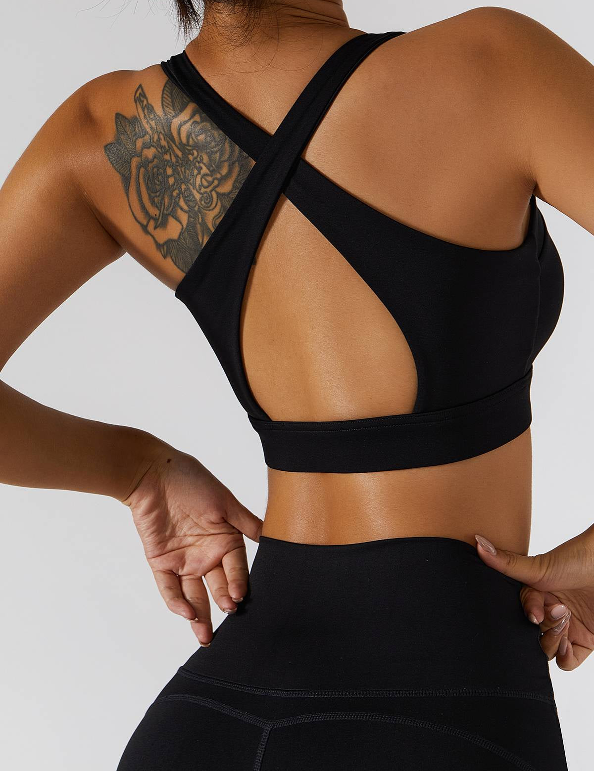 Crossover Straps Zip Front Sports Bra by bornfocus