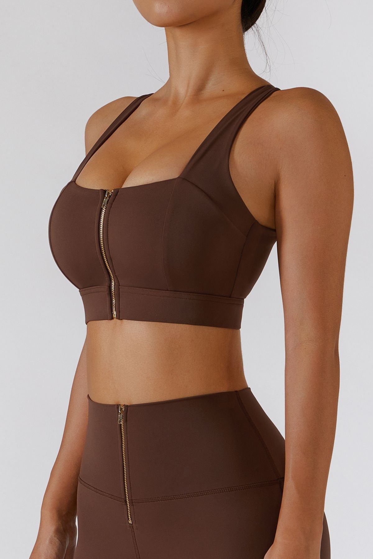 Crossover Straps Zip Front Sports Bra by bornfocus