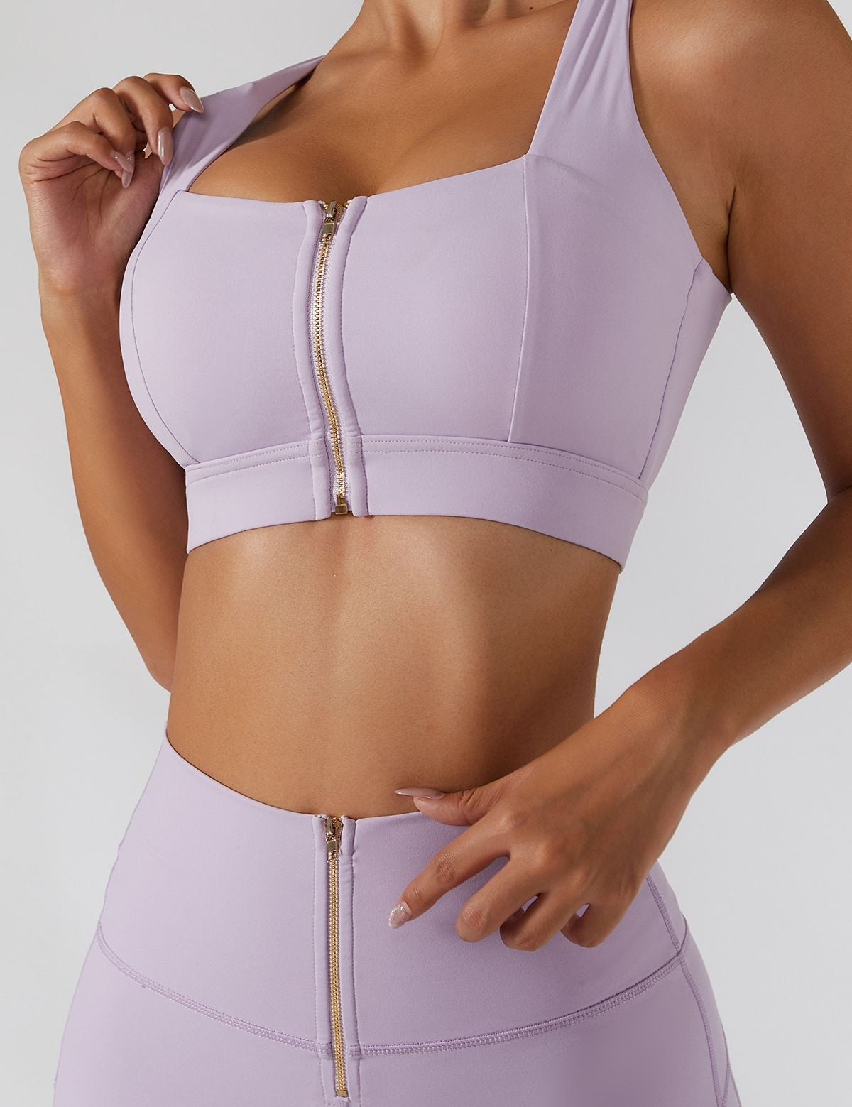 Crossover Straps Zip Front Sports Bra by bornfocus