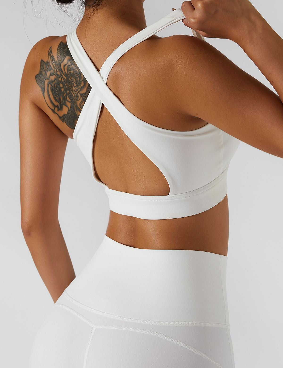 Crossover Straps Zip Front Sports Bra by bornfocus