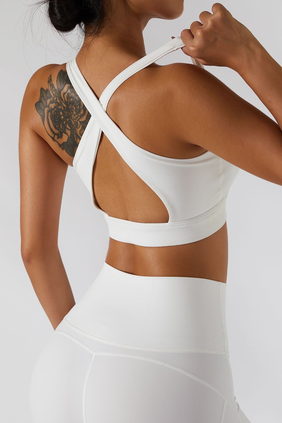 Crossover Straps Zip Front Sports Bra by bornfocus