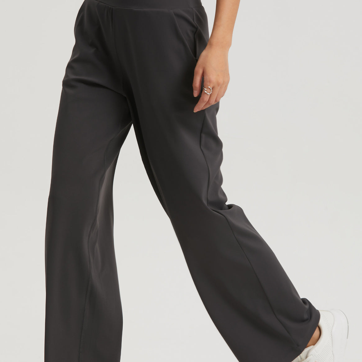Straight Wide-leg Pants High With Pockets by bornfocus