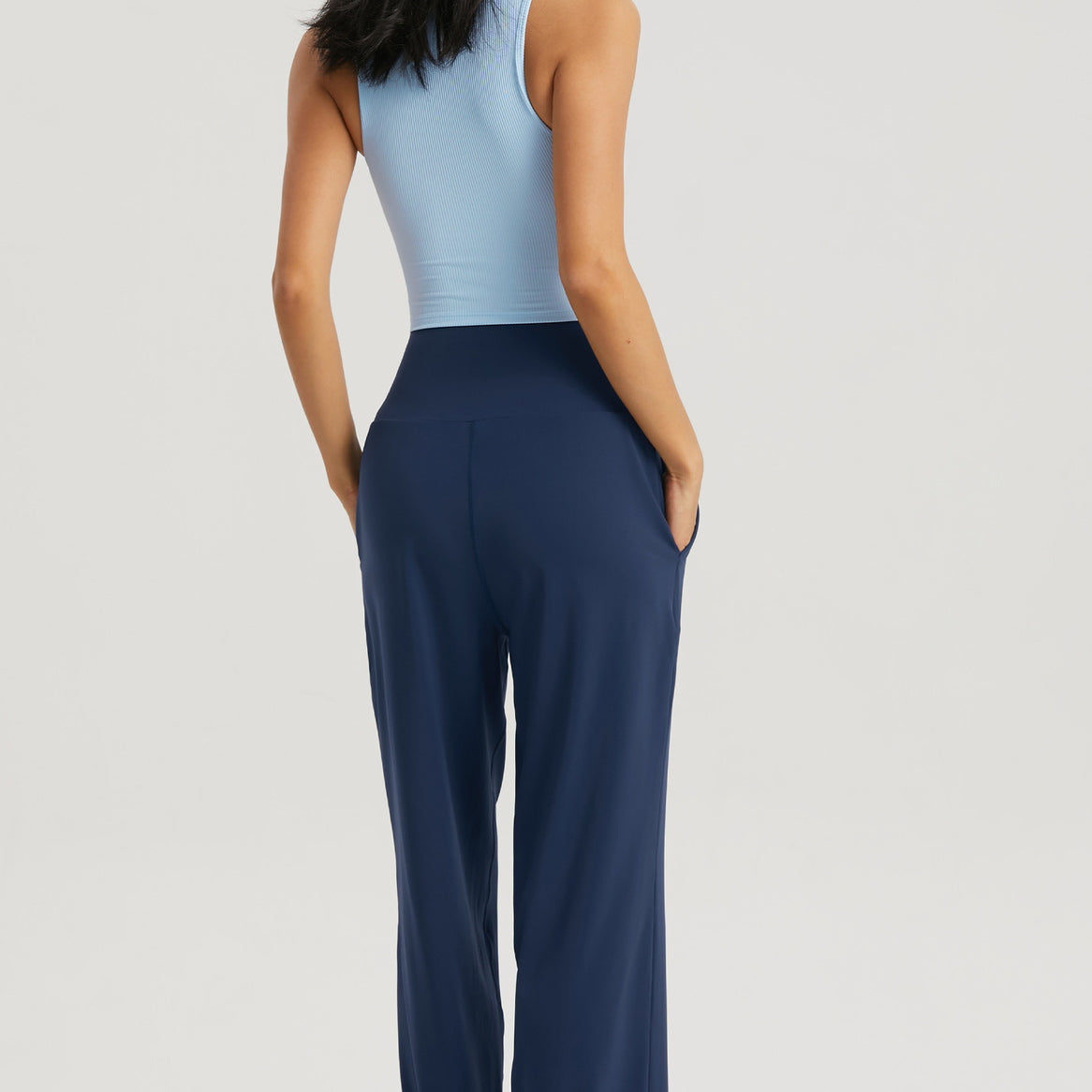 Straight Wide-leg Pants High With Pockets by bornfocus