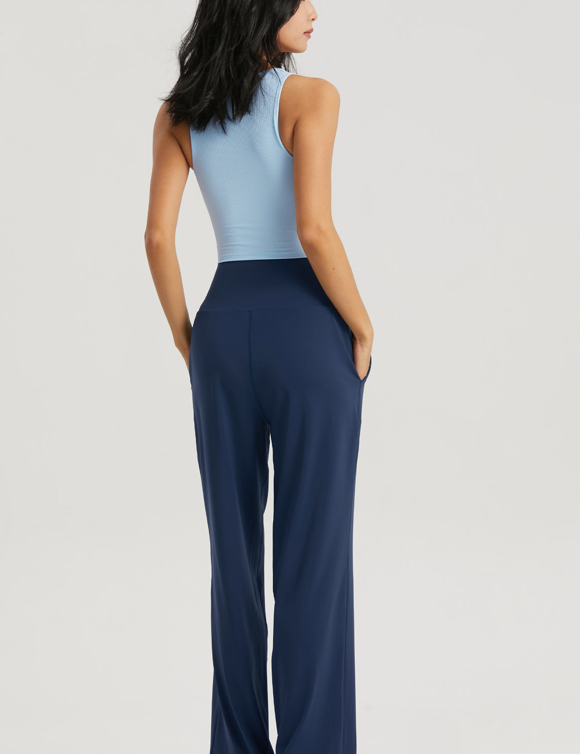 Straight Wide-leg Pants High With Pockets by bornfocus