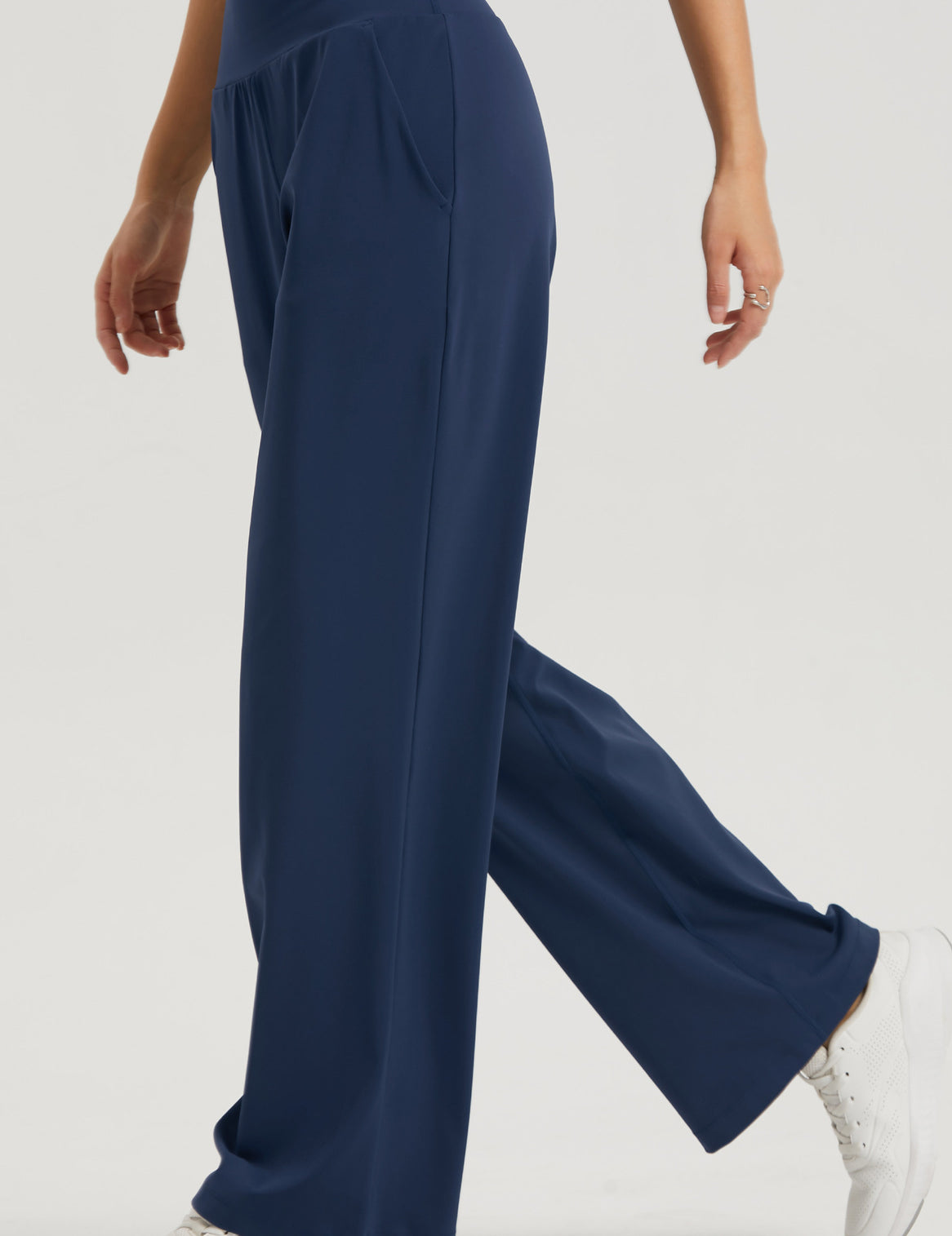 Straight Wide-leg Pants High With Pockets by bornfocus