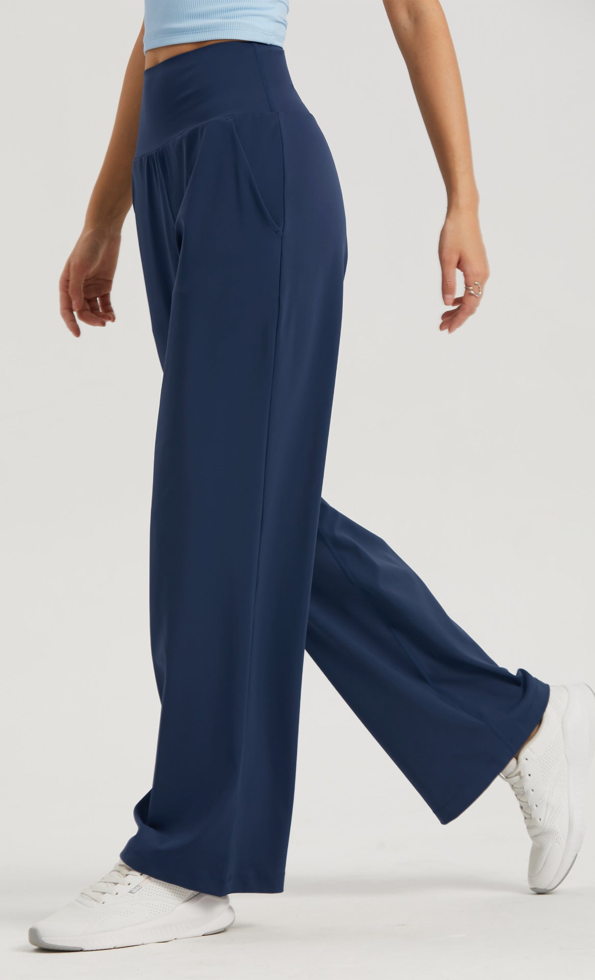 Straight Wide-leg Pants High With Pockets by bornfocus