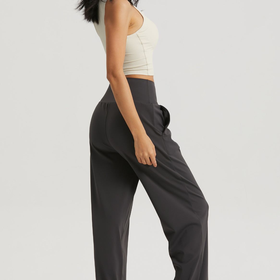 Straight Wide-leg Pants High With Pockets by bornfocus